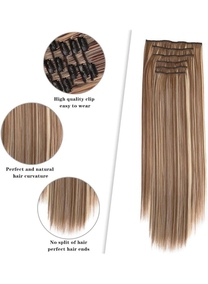 ChicAbode 6 Pcs Clip-in Hair Extensions for Women, Soft Long Synthetic Hair Extensions, Straight Thick 24 Inch 140g, Natural Look, Easy to Apply - Image 3